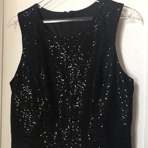 Vintage Black Sequined Sleeveless Top